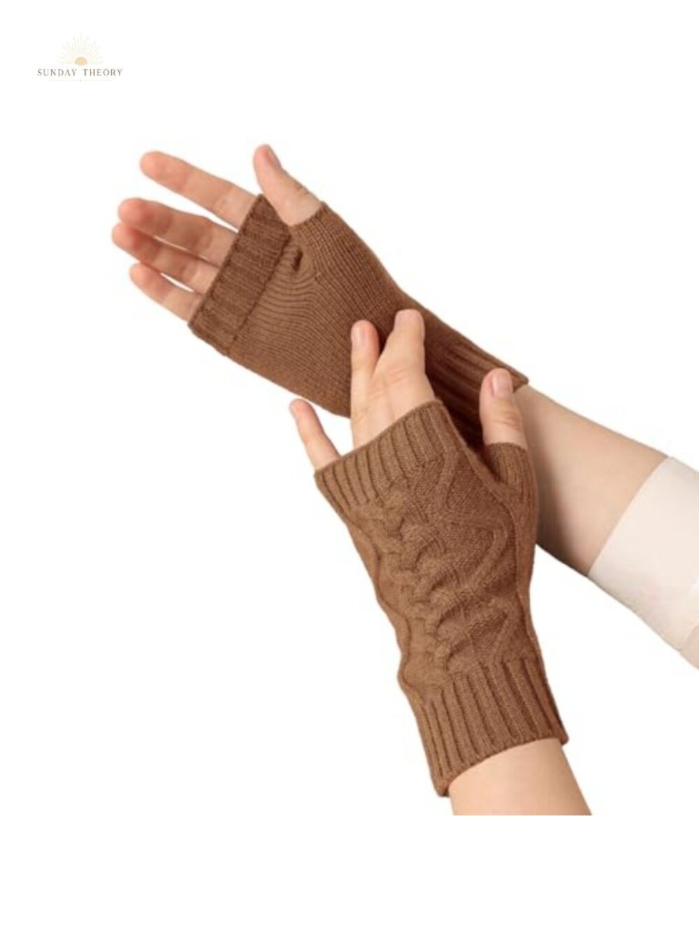 100% Cashmere Fingerless Gloves Women One Size Knitted Winter Warm Touch Screen